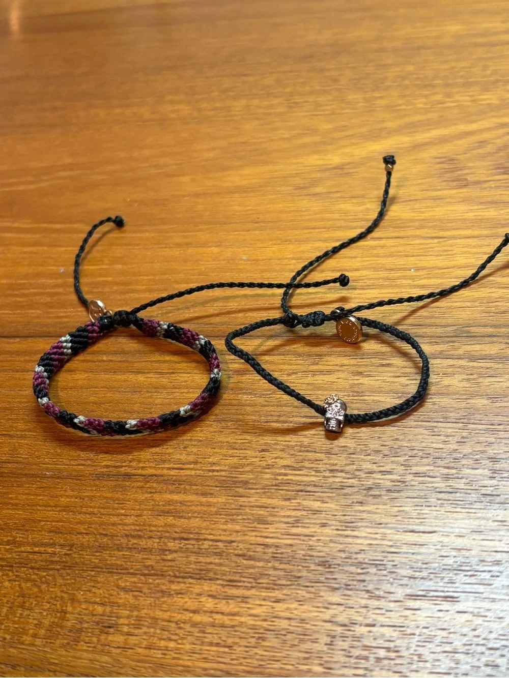 Pura Vida Black and Burgundy Bracelet Set with Skull Charm